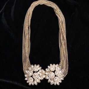 NEW Ann Taylor Gold Floral Rhinestone Necklace 416